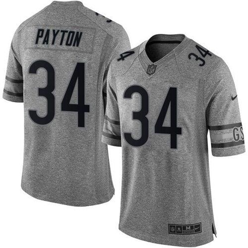 Nike Bears #34 Walter Payton Gray Men's Stitched NFL Limited Gridiron Gray Jersey